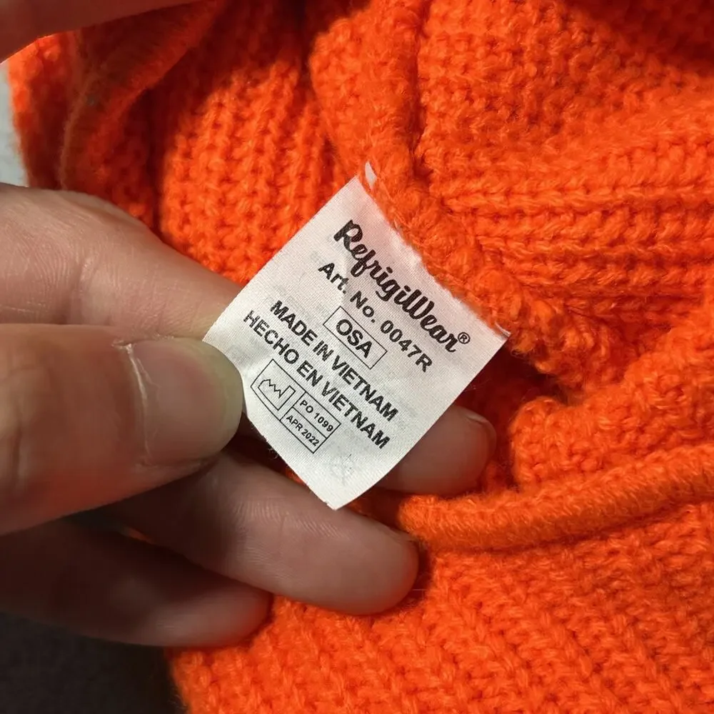 Vintage Y2K 2000s Ski Mask Balaclava Fleece Striped Orange Worker Corduroy Snow - Picture 6 of 11
